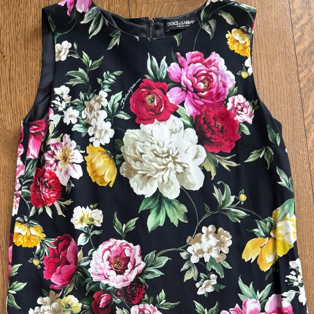 Dolce & Gabbana Black Dress with Pink and Red Floral Print - Picture 5 of 6